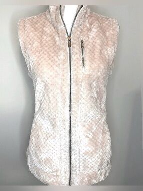 Calvin Klein Pink Faux Fur Vest Zip up Women Size Medium Like New
